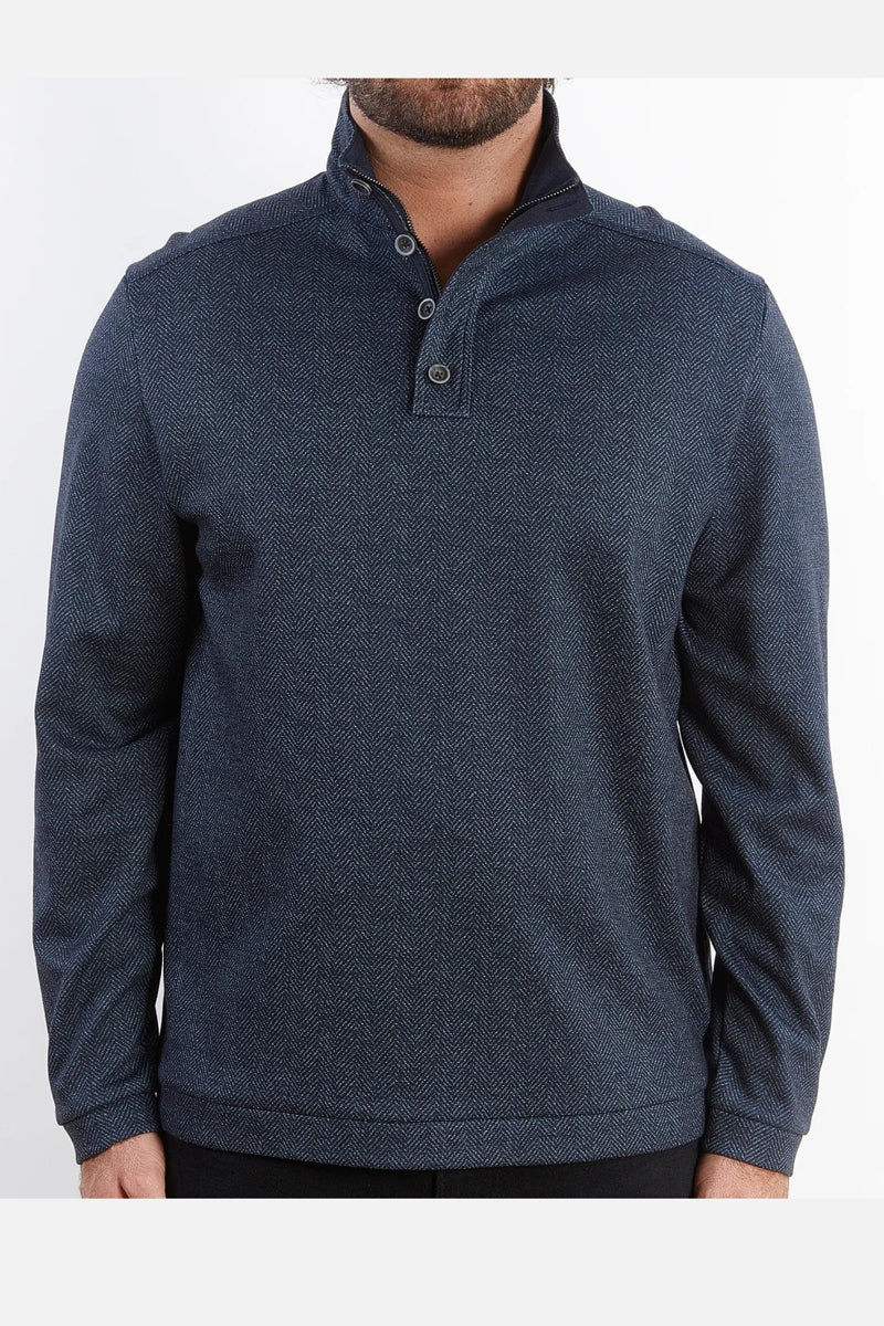 Wholesale,Nicoby Age of Wisdom, Nicoby Age of Wisdom Indigo 4 Button/Zipper Herringbone Knit Pullover, Blue, Large-46-TagL