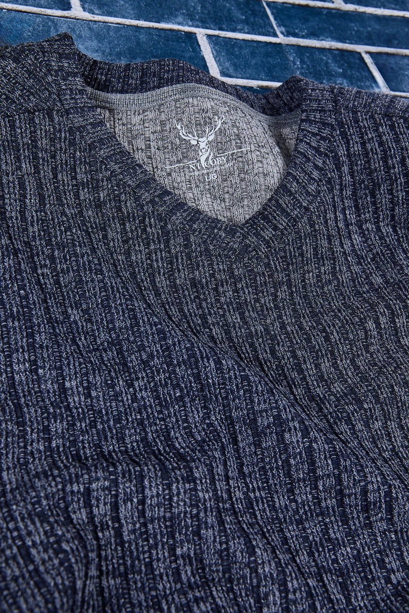 Wholesale,Nicoby Age of Wisdom, Nicoby Age of Wisdom Navy Textured Melange Rib V-Neck Tee, Blue, Small-40-TagSMedium-42-TagMLarge-45-TagLExtra Large-48-TagXLExtra Extra Large-52-TagXL