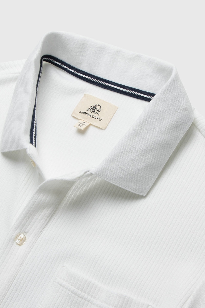 Wholesale,Surfside Supply, Surfside Supply White Vertical Rib Knit Shirt, White, Medium-42-TagM