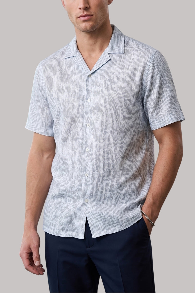 Wholesale,Jakamen, Jakamen Navy Blue Dot Print Linen Shirt, Blue, Large-46-TagL