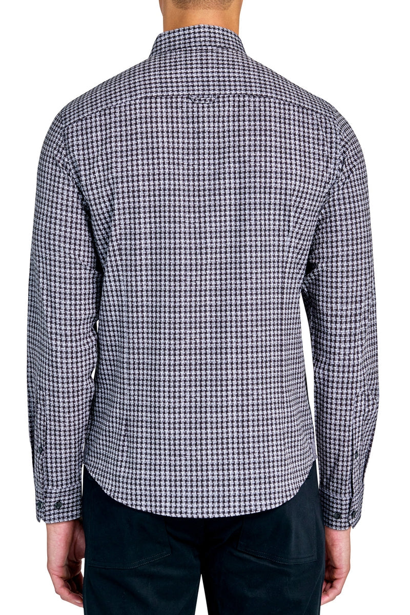 Faire,Brooklyn Brigade, Brooklyn Brigade Grey/Black Micro Check 4-way Stretch Shirt, Grey, Medium-41-TagM