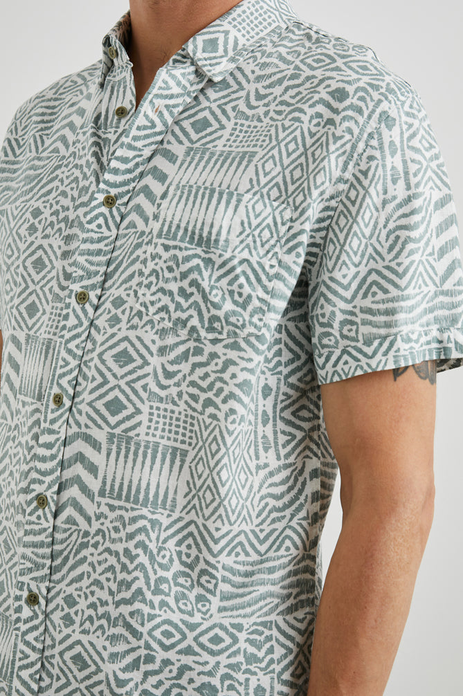Wholesale,Rails, Rails Green Tribal Print Short Sleeve Shirt, Green, Small-42-TagS