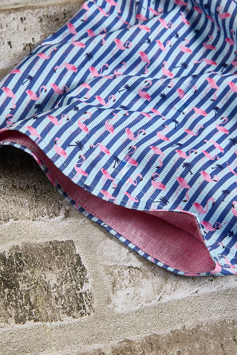 Wholesale,Nicoby Age of Wisdom, Nicoby Age of Wisdom Navy/Pink Flamingo Printed Striped Shirt, Blue, Medium-45-TagMLarge-47-TagLExtra Large-49-TagXL