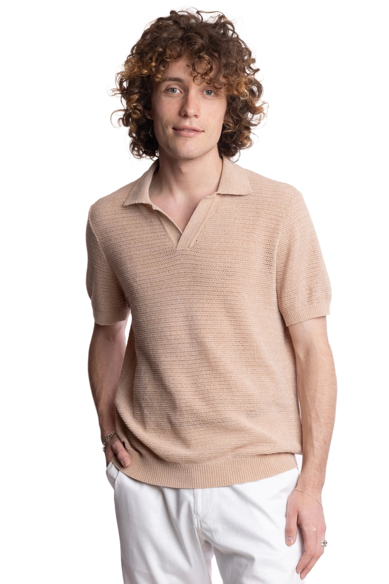 Wholesale,Paisley & Gray, Paisley & Gray Tan Chenille Open V Polo, Tan, Extra Large-46-TagXL