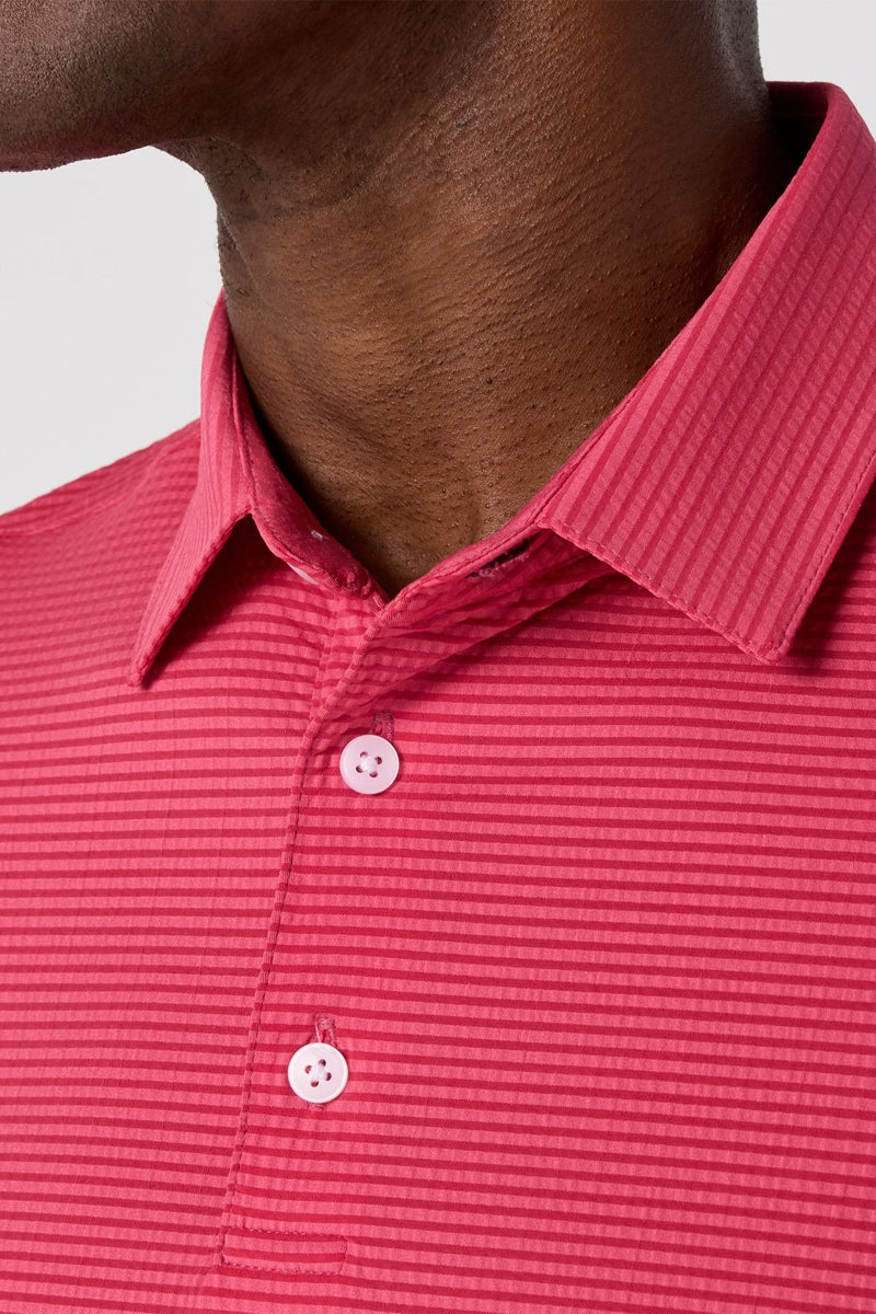 Wholesale,Mizzen + Main, Mizzen + Main Red Seersucker Textured Knit Trim Fit Polo, Red, Large-45-TagL