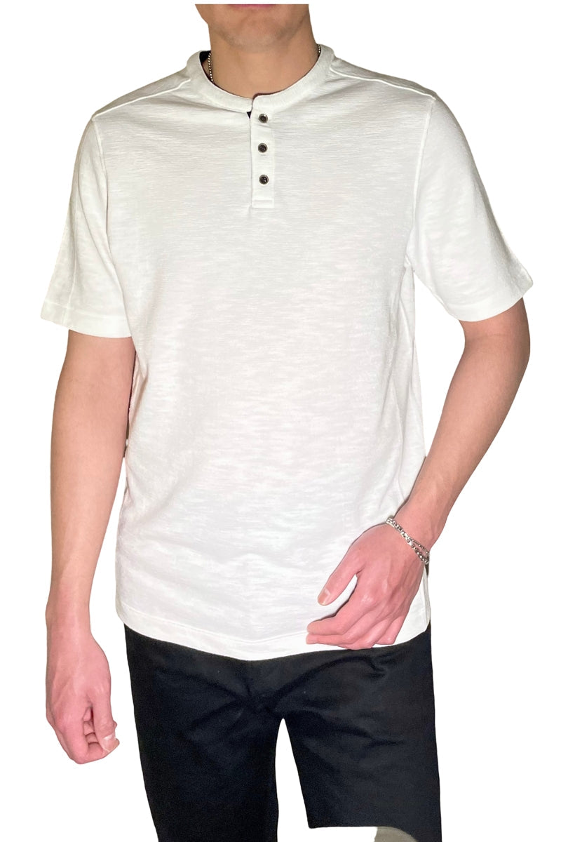 Wholesale,Nicoby Age of Wisdom, Nicoby Age of Wisdom White Textured Henley with Contrast Trim, White, Medium-42-TagM