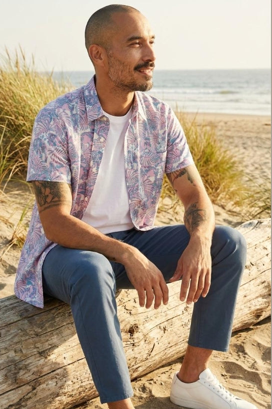 Wholesale,Bonobos, Bonobos Pink/White Riviera Slim Short Sleeve Shirt, Pink, Large-44-TagL