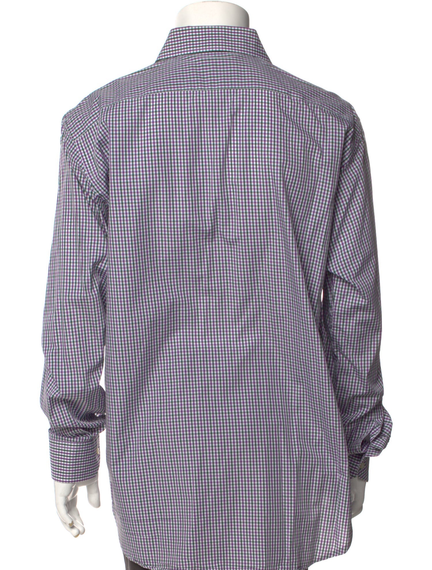 RealReal,Etro, Etro Purple/Green Plaid Print Long Sleeve Dress Shirt, Purple, Extra Large-50-TagXL