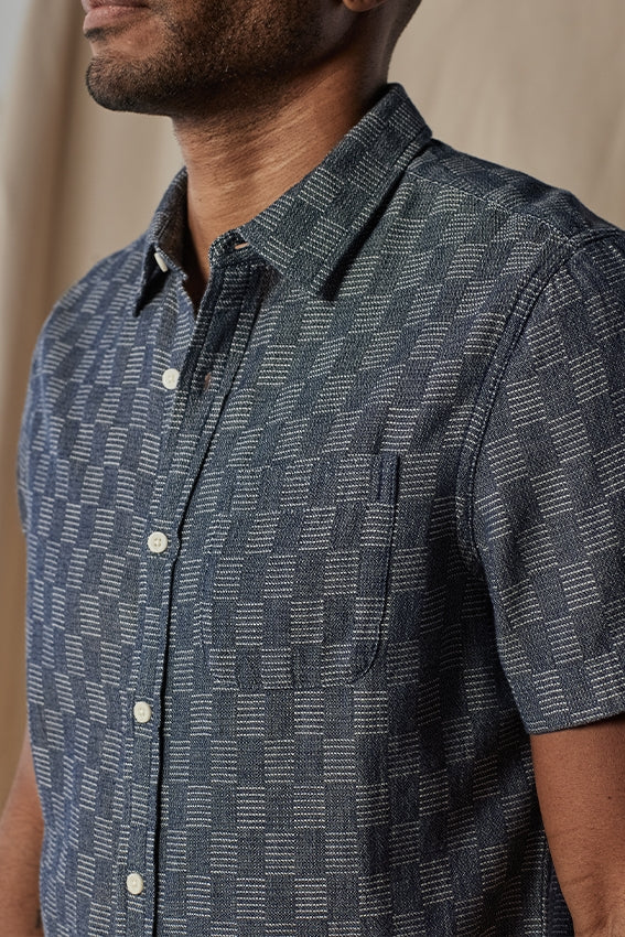 Wholesale,The Normal Brand, The Normal Brand Navy Check Woven Shirt, Blue, Medium-44-TagMLarge-46-TagL