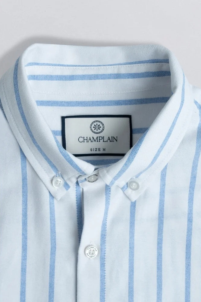 Wholesale,Champlain, Champlain White/Blue Stripe Pocket Shirt, White, Extra Large-46-TagXL