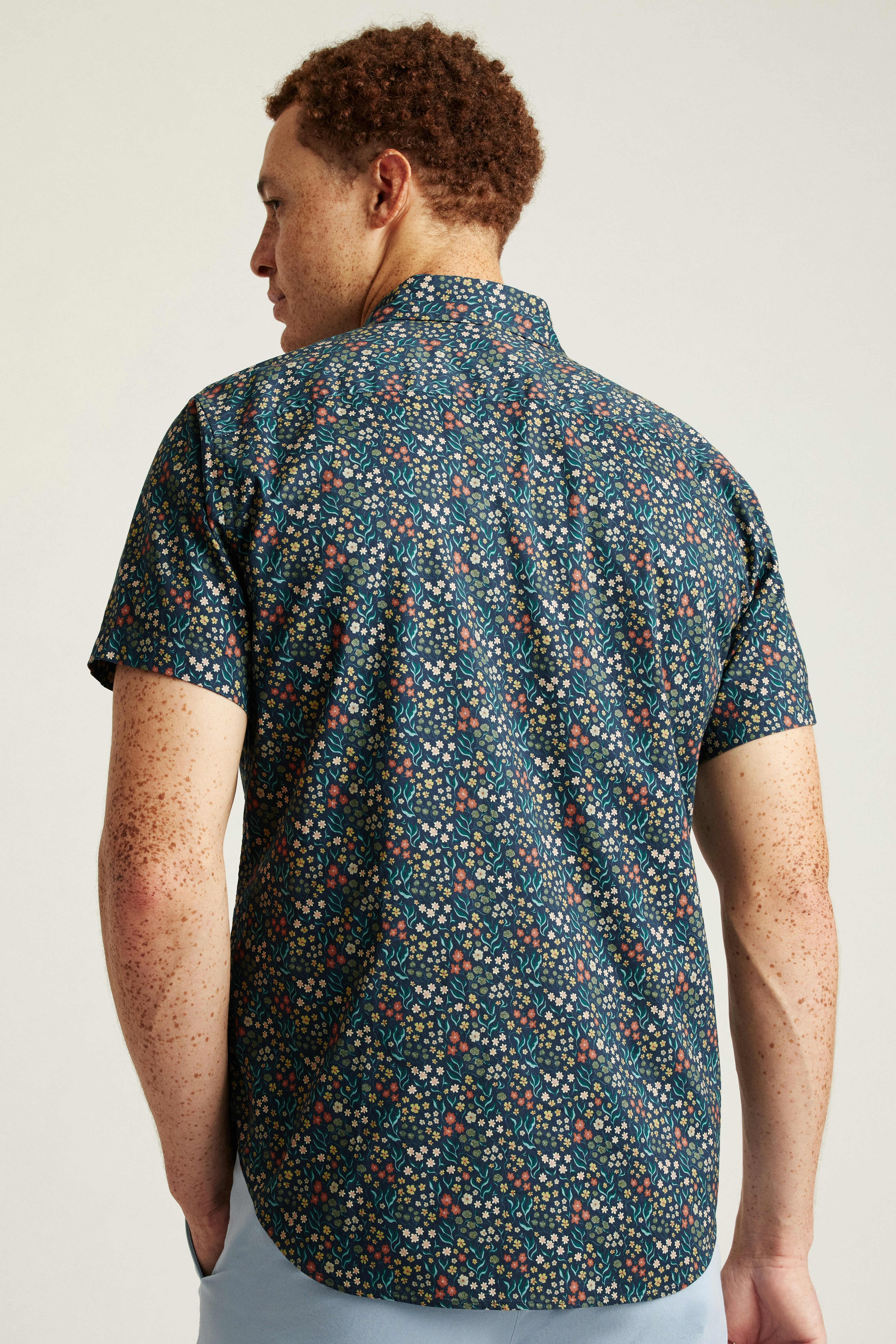 Wholesale,Bonobos, Bonobos Green Garden Floral Print Stretch Riviera Short Sleeve Shirt, Green, Large-45-TagL