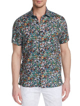 Brooklyn Brigade Multi Sea Glass Print Short Sleeve Linen Shirt