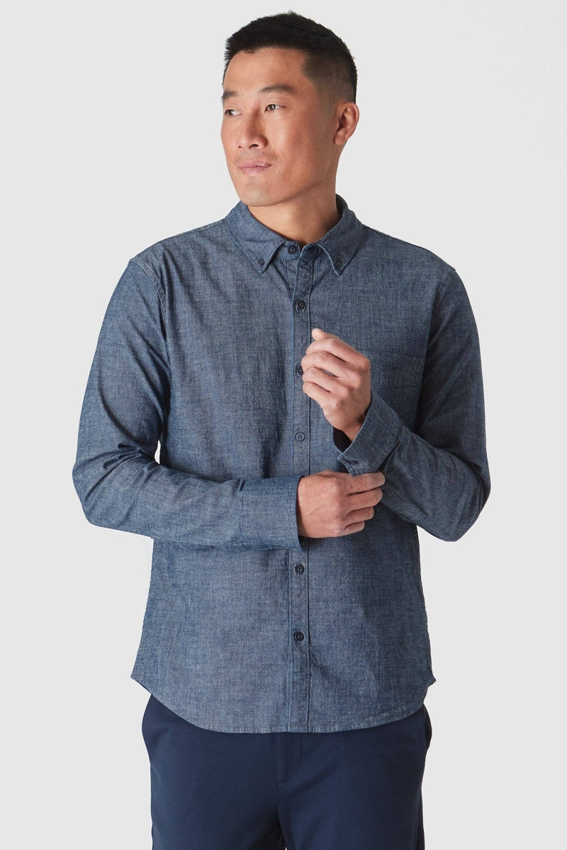 Faire,True Classic, True Classic Chambray Indigo Wash Denim Shirt, Blue, Extra Extra Large-51-TagXXL