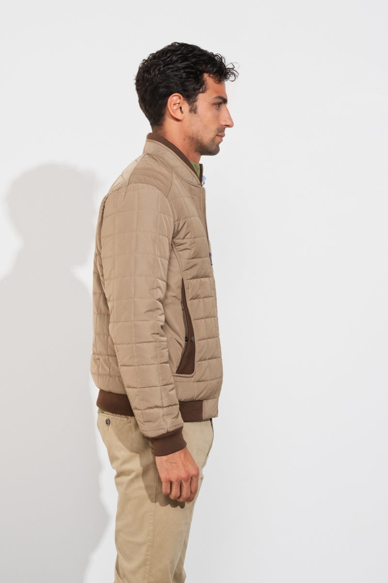 Faire,SMF, SMF Tan with Brown Contrast Padded Jacket, Tan, Large-44-TagL