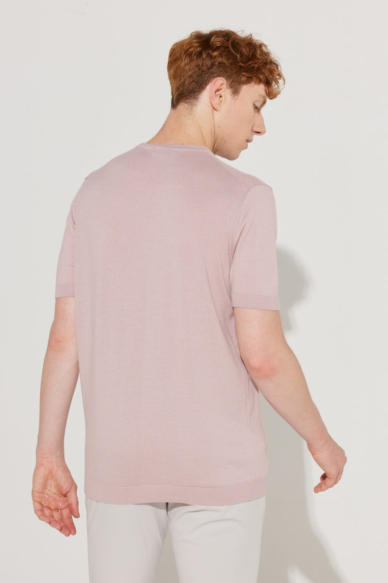 Wholesale,Altinyildiz Classics, Altinyildiz Classics Dusty Rose Knit T-Shirt, Pink, Medium-41-TagM