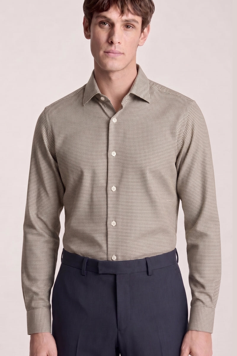 Wholesale,Tahari, Tahari Light Grey Houndstooth Performance Stretch Shirt, Grey, Medium-45-TagM