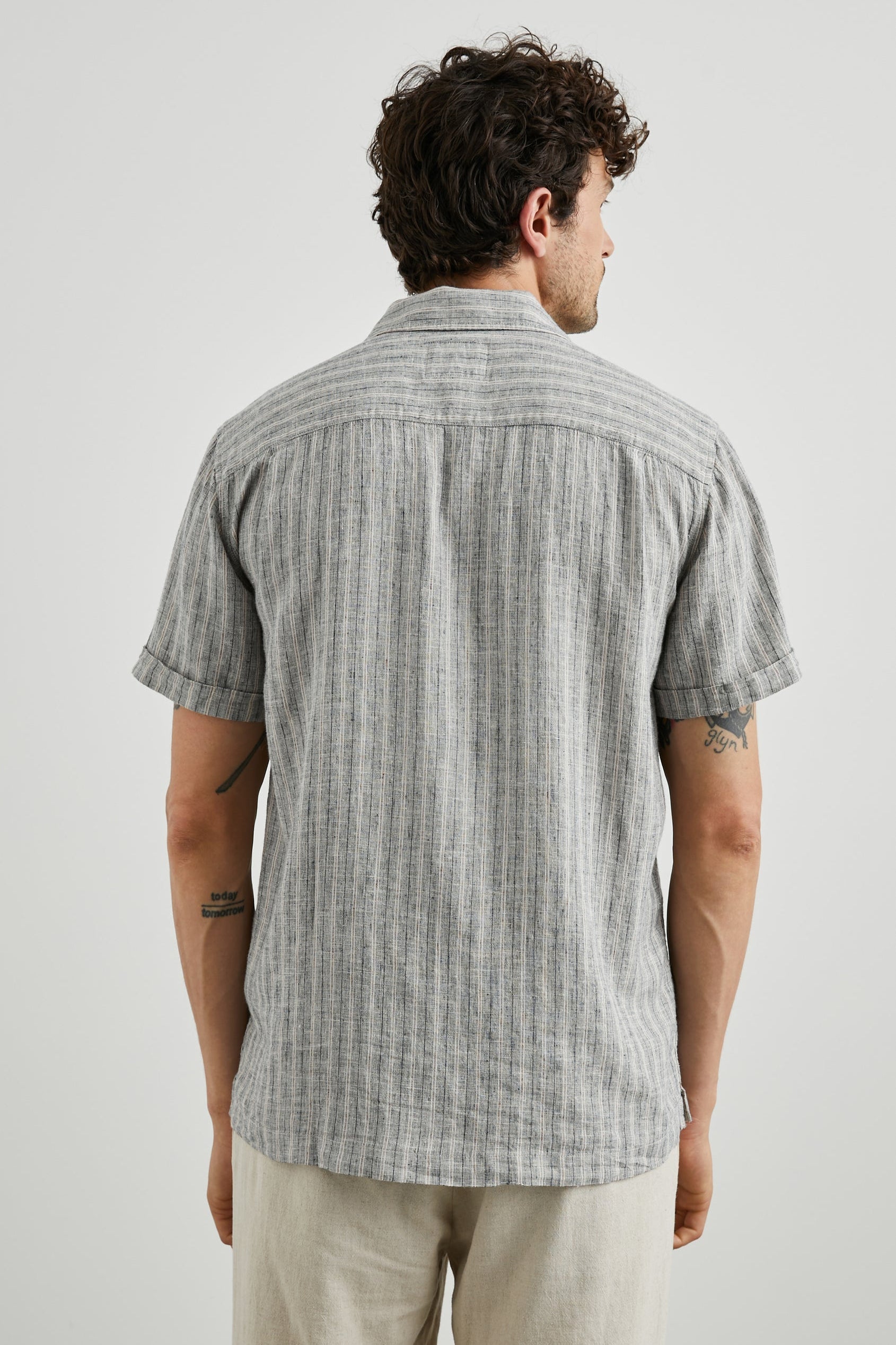 Wholesale,Rails, Rails Khaki Navy Stripe Short Sleeve Linen/Rayon Blend Shirt, Blue, Extra Large-48-TagXL