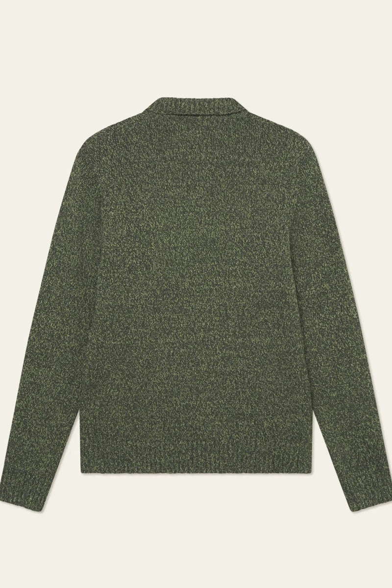 Wholesale,Les Deux, Les Deux Olive Two-tone Mouliné Slub Yarn Textured Knitted Polo, Green, Extra Large-52-TagXL