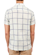 Brooklyn Brigade Green/Blue Textured Check Cotton/Linen Blend Short Sleeve Shirt