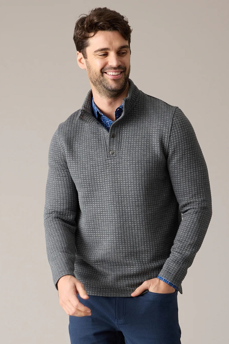 Faire,Flag & Anthem, Flag & Anthem Charcoal Heather Quilted 1/4 Snap Pullover, Grey, Large-48-TagL