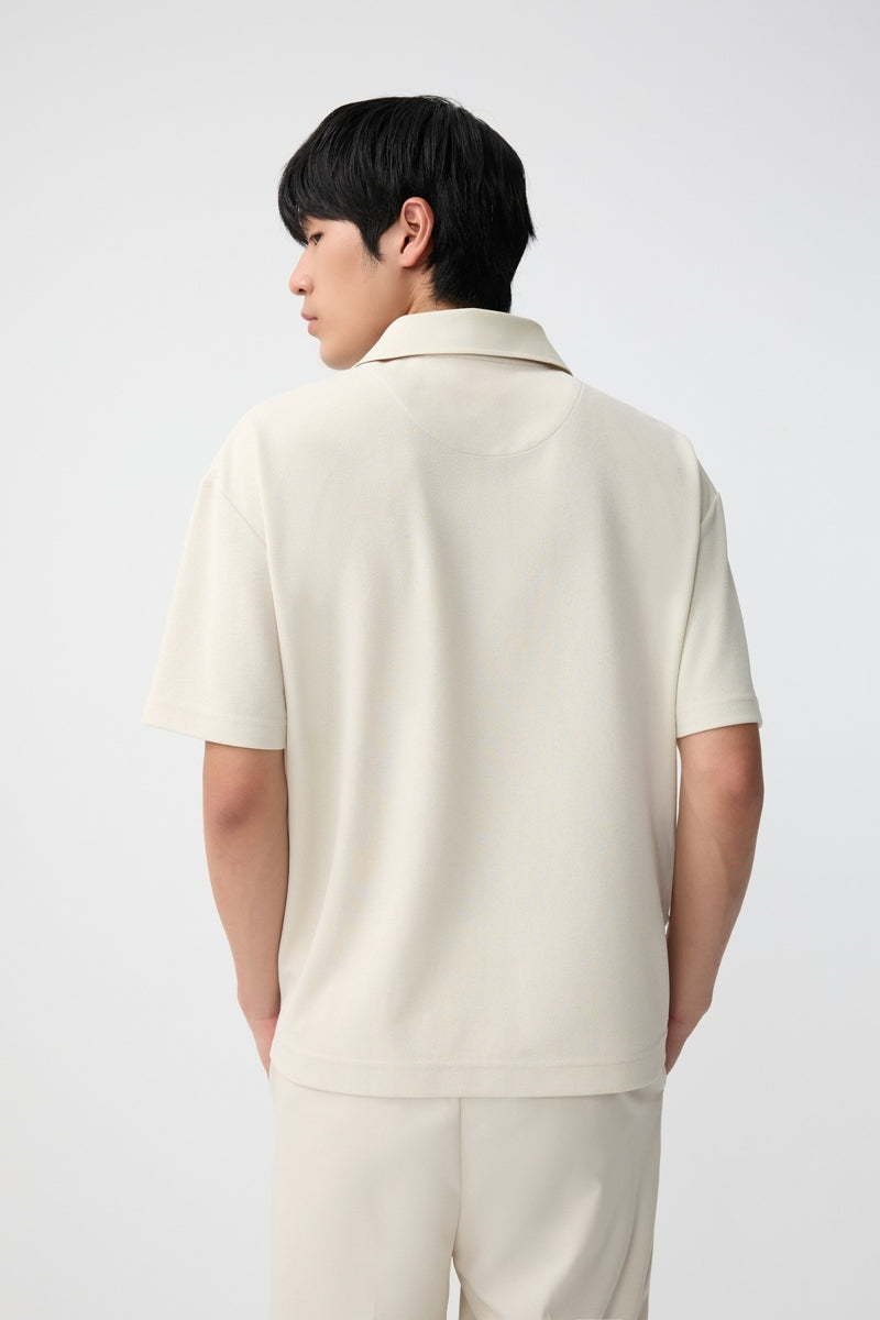 Direct From Brand,FYNE, FYNE Beige Moisture-wicking Ribbed collar Polo, Tan, Large-46-TagL