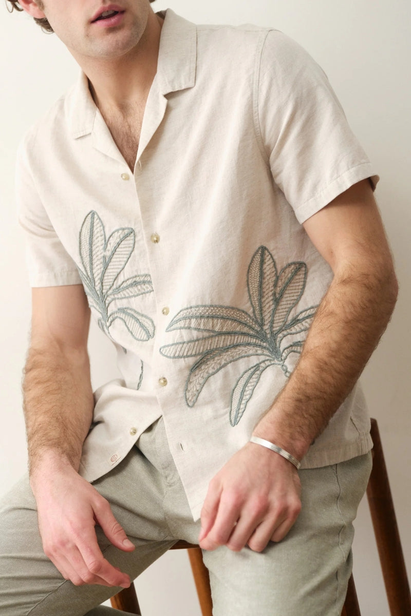 Wholesale,Marine Layer, Marine Layer Cream Embroidered Textured Resort Shirt, Cream, Small-44-TagSMedium-46-TagMLarge-48-TagLExtra Large-51-TagXLExtra Extra Large-54-TagXXL