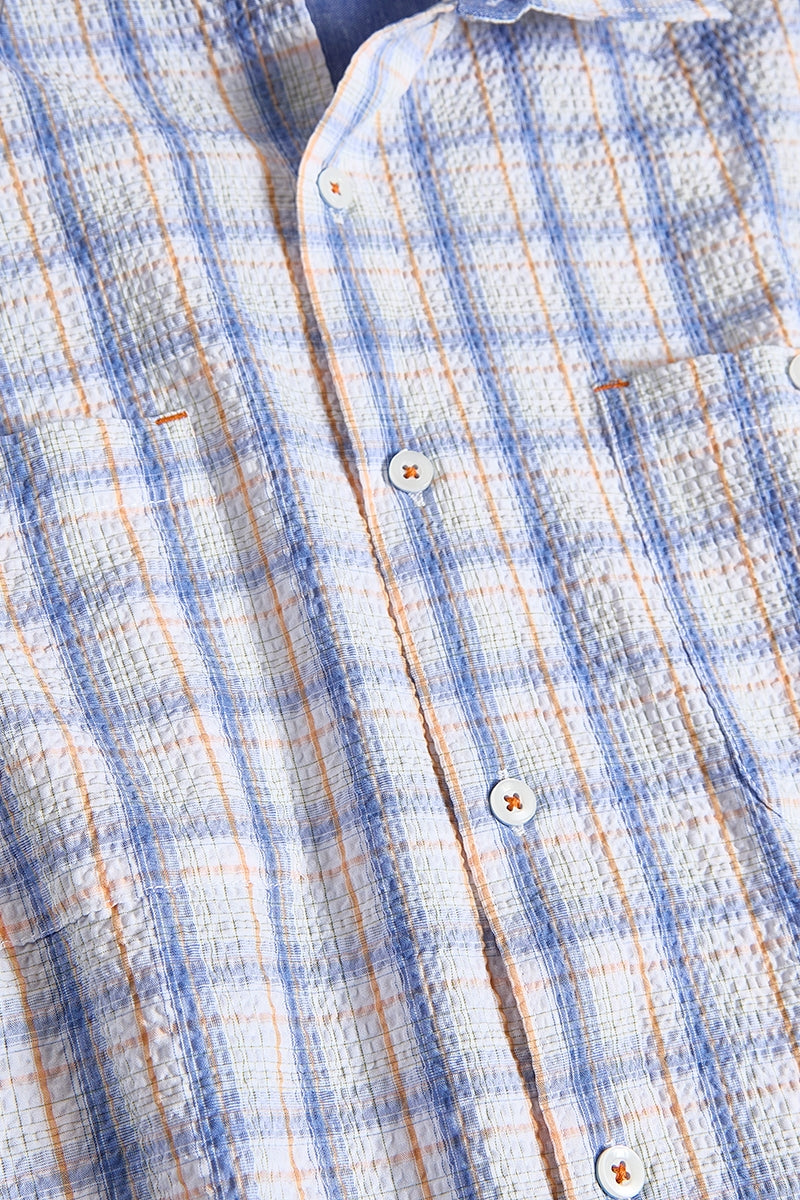 Wholesale,Nicoby Age of Wisdom, Nicoby Age of Wisdom Blue/Orange Plaid Seersucker Shirt, Blue, Medium-45-TagMLarge-47-TagLExtra Large-49-TagXL