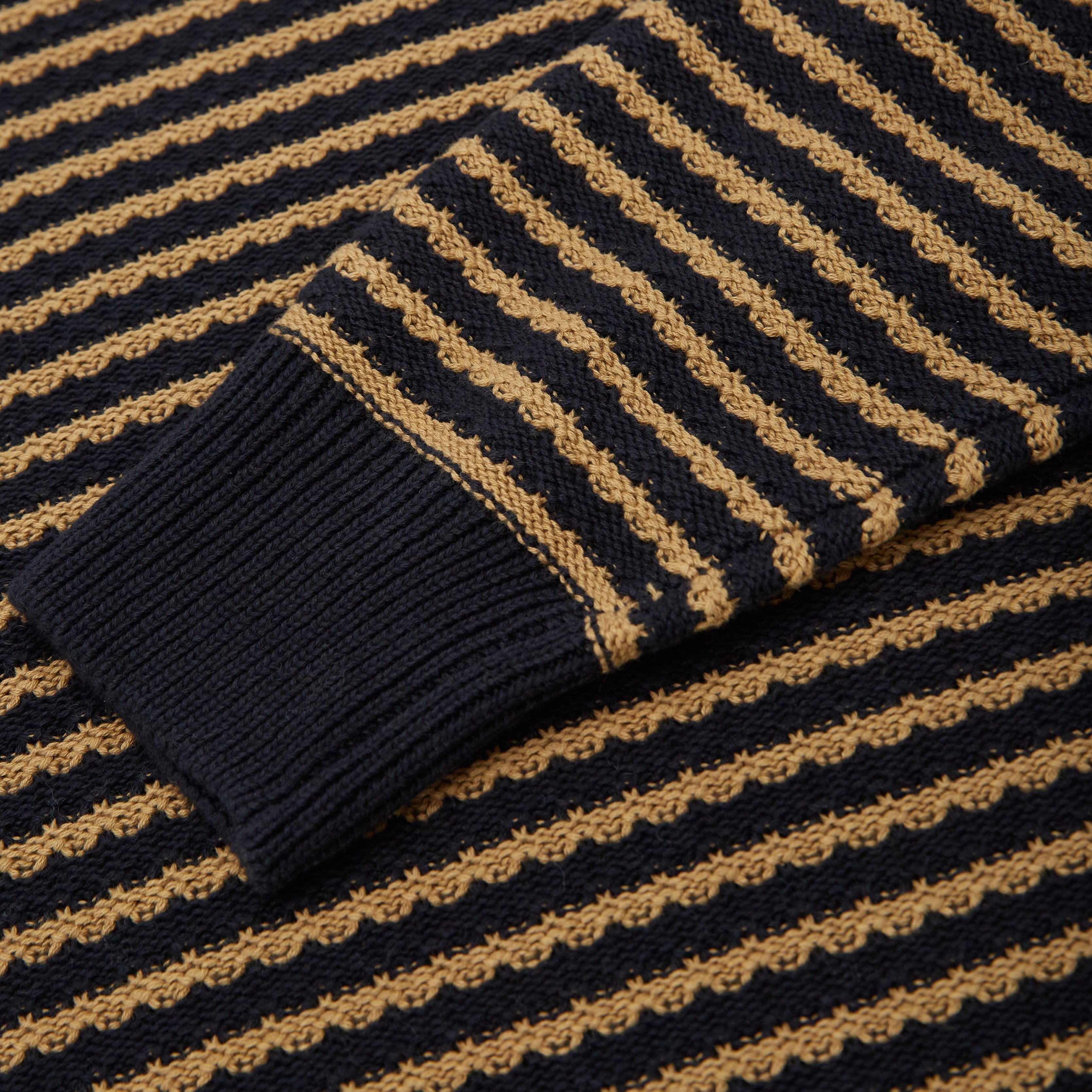 Faire,Signal Clothing, Signal Clothing Navy/Tan Stripe Cotton Sweater, Tan, Medium-42-TagMLarge-44-TagLExtra Large-48-TagXLExtra Large-50-TagXXL
