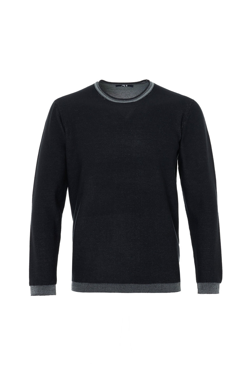 Wholesale,American Heritage, American Heritage Black Textured Crewneck Sweater, Black, Small-40-TagSExtra Extra Large-48-TagXXL