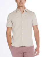 Civil Society Beige Knit Seersucker Short Sleeve Shirt