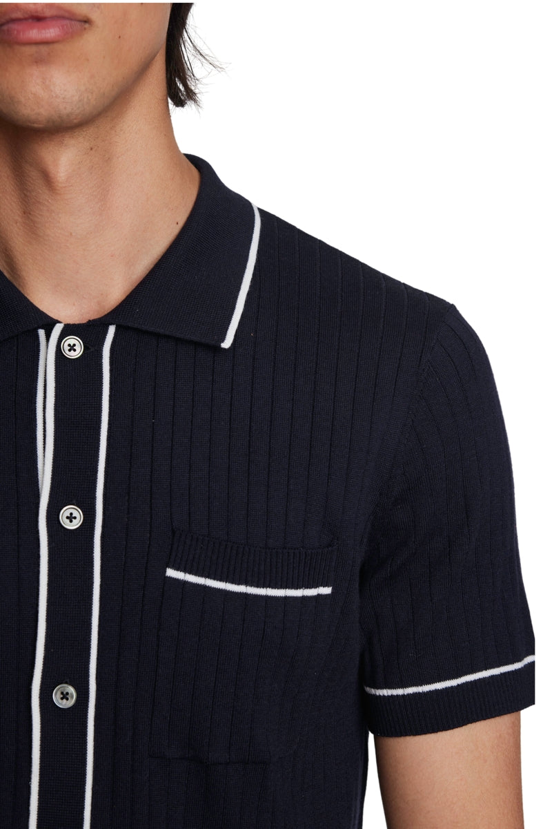 Wholesale,Paisley & Gray, Paisley & Gray Navy with White Contrast Polo Shirt, Blue, Medium-42-TagL