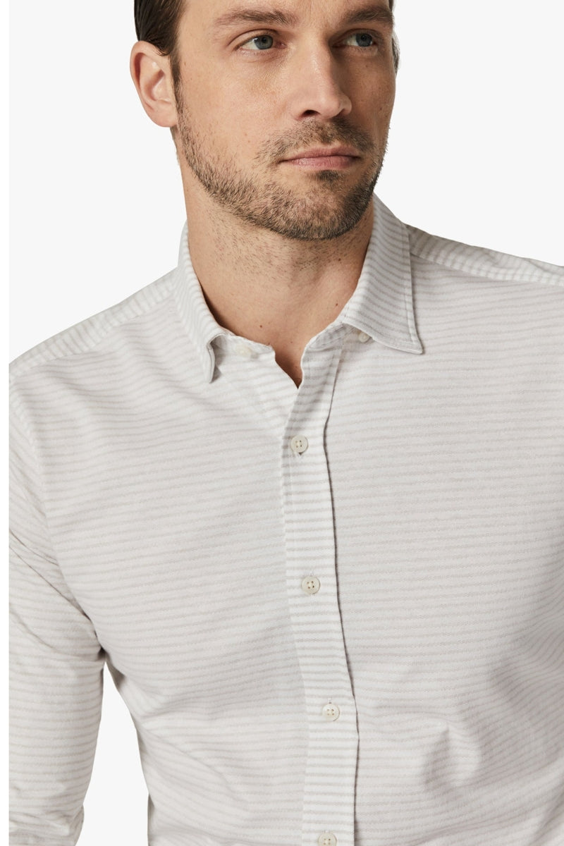 Wholesale,34 Heritage, 34 Heritage Taupe Horizontal Stripe Jacquard Shirt, Tan, Small-42-TagS
