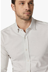 34 Heritage Taupe Horizontal Stripe Jacquard Shirt