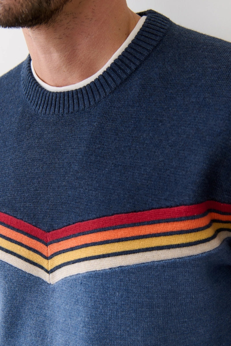 Wholesale,Marine Layer, Marine Layer Navy Colorblock Multi Stripe Fleece Sweater, Blue, Extra Large-48-TagXL