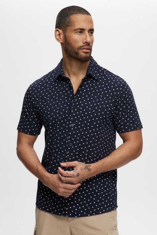 Julian & Mark Black Square Dot Geo Short Sleeve Jersey Shirt