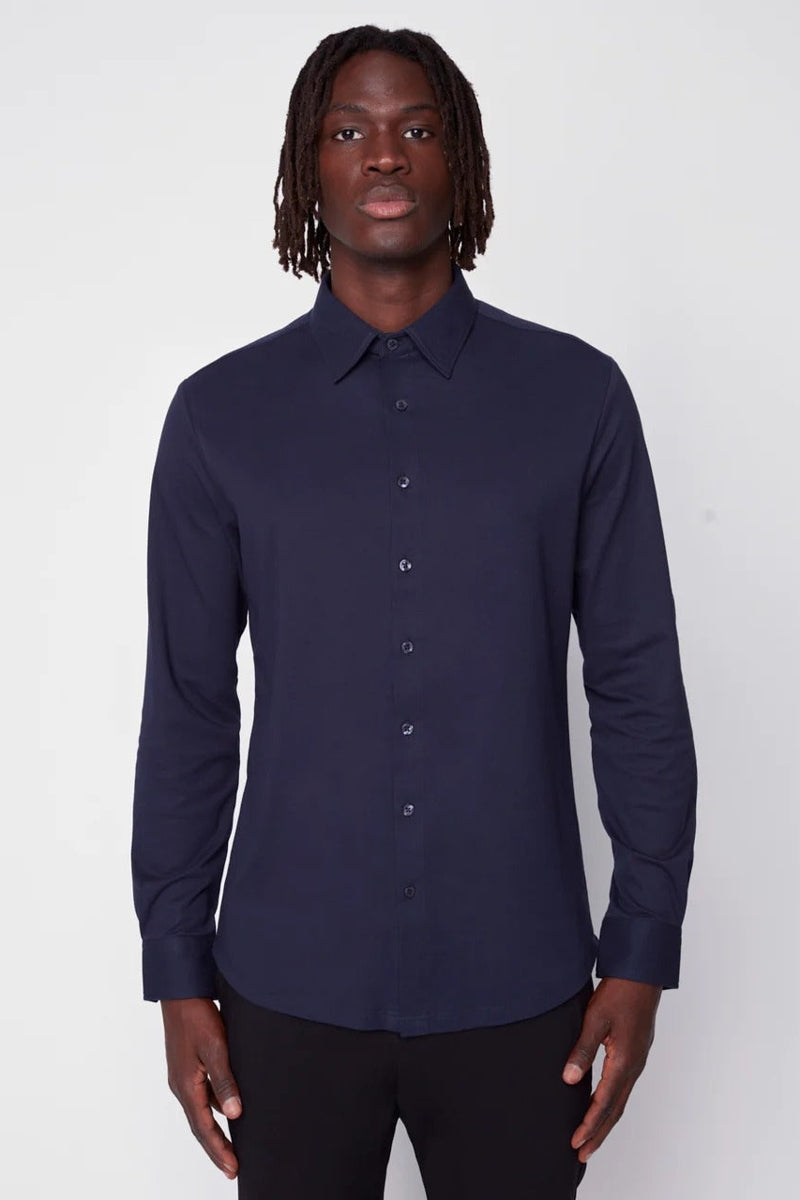 Wholesale,Projek Raw, Projek Raw Navy Long Sleeve Knit Shirt, Blue, Medium-42-TagM