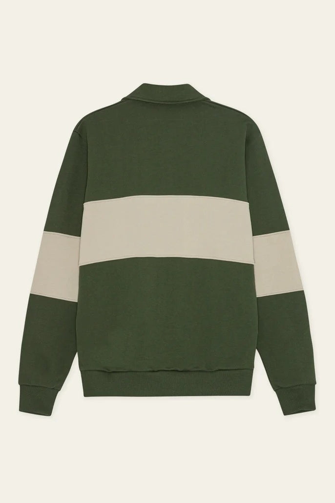 Wholesale,Les Deux, Les Deux Olive with Cream Qtr Zip Sweatshirt, Green, Medium-46-TagM