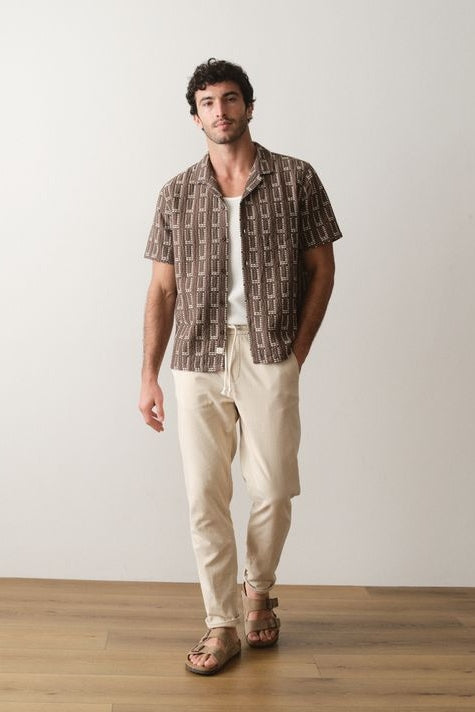 Wholesale,Marine Layer, Marine Layer Brown Textured Seersucker Dobby Shirt, Brown, Small-44-TagSMedium-46-TagMLarge-49-TagLExtra Large-52-TagXLExtra Extra Large-56-TagXXL