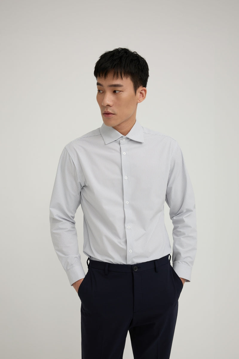 Direct From Brand,FYNE, FYNE Light Blue/White Stripe Moisture Absorption Shirt, Blue, Medium-42-TagMLarge-44-TagL