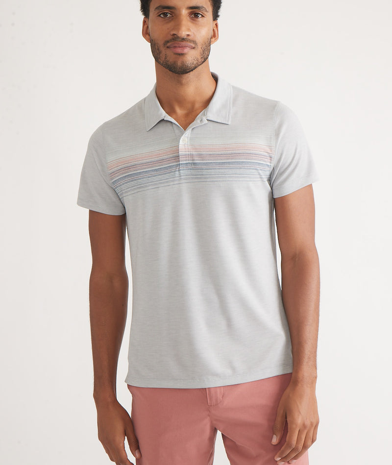 Marine Layer Grey Striped Air Polo