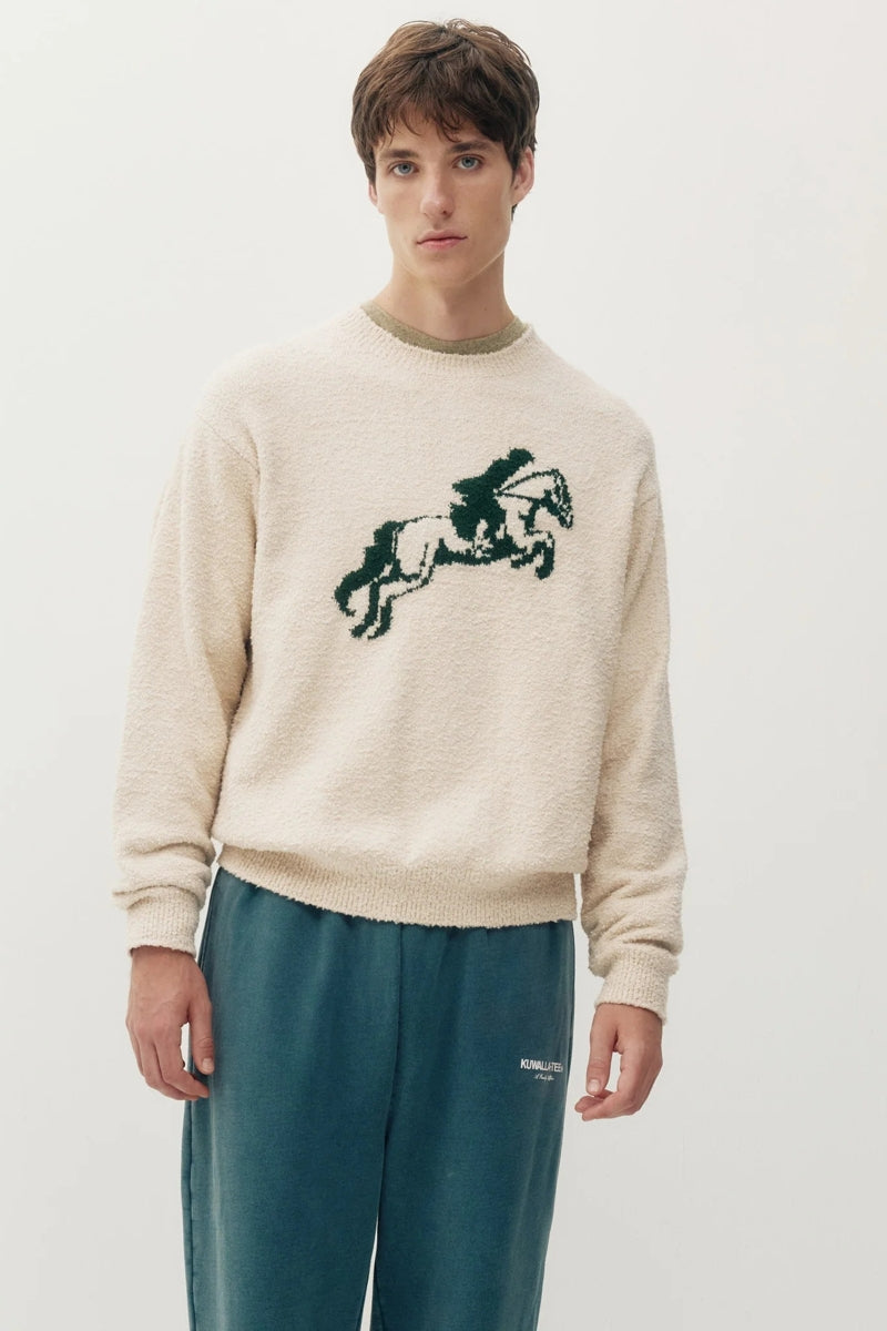 Wholesale,Kuwalla Tee, Kuwalla Tee Cream Boucle Knit Crew Sweater, Cream, Small-42-TagSMedium-45-TagMLarge-47-TagLExtra Large-49-TagXLExtra Extra Large-52-TagXXL