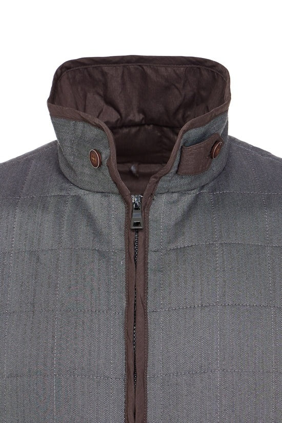Luchiano Visconti Melange Brown Double Zip Quilted Performance Vest