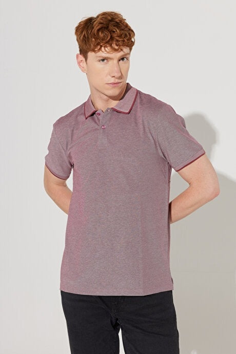 Wholesale,Altinyildiz Classics, Altinyildiz Classics Burgundy with White Slim Cut Knit Polo, Red, Medium-41-TagM