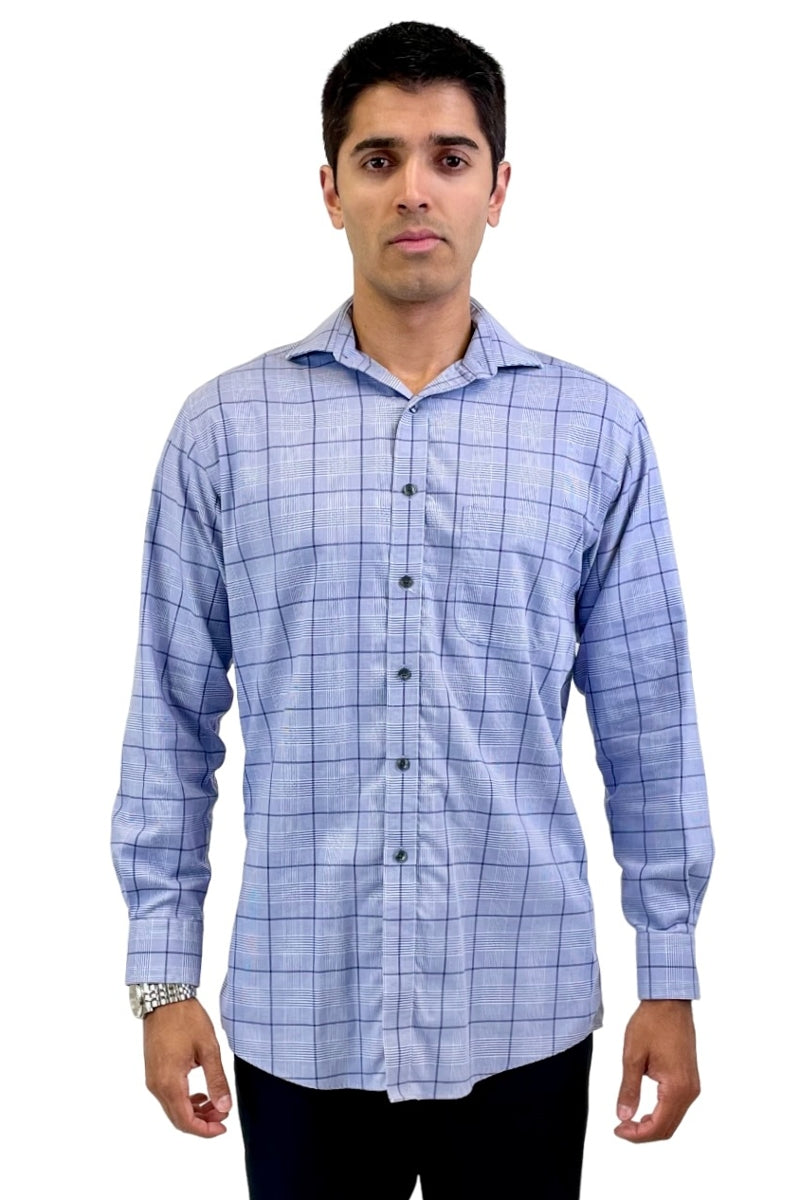 Other,Tasso Elba, Tasso Elba Blue Plaid Non-iron Dress Shirt, Blue, Medium-43-TagS