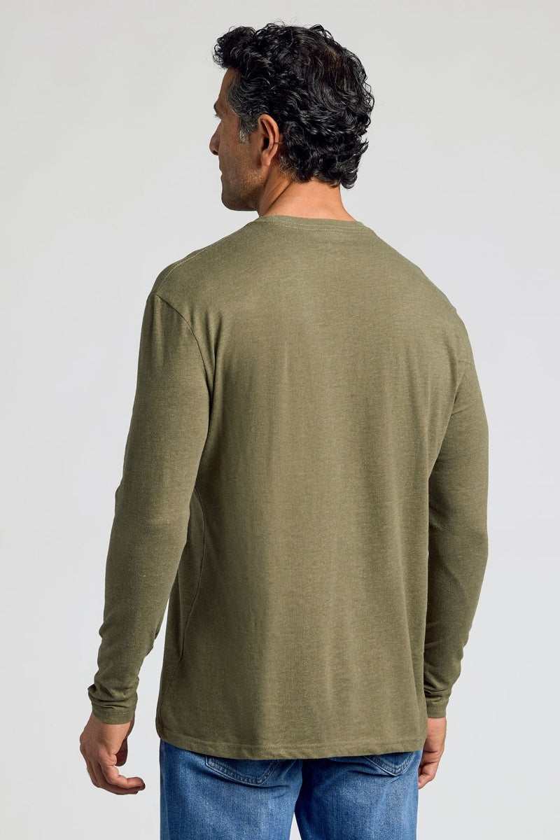 Faire,True Classic, True Classic Heather Military Green Long Sleeve T-Shirt, Green, Medium-40-TagM
