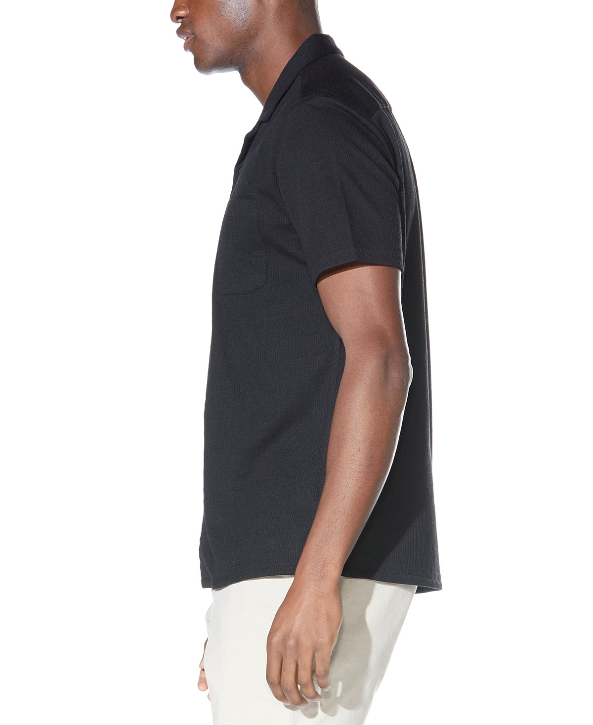 Wholesale,Civil Society, Civil Society Black Matelassé Knit Textured Short Sleeve Resort Shirt, Black, Medium-42-TagM