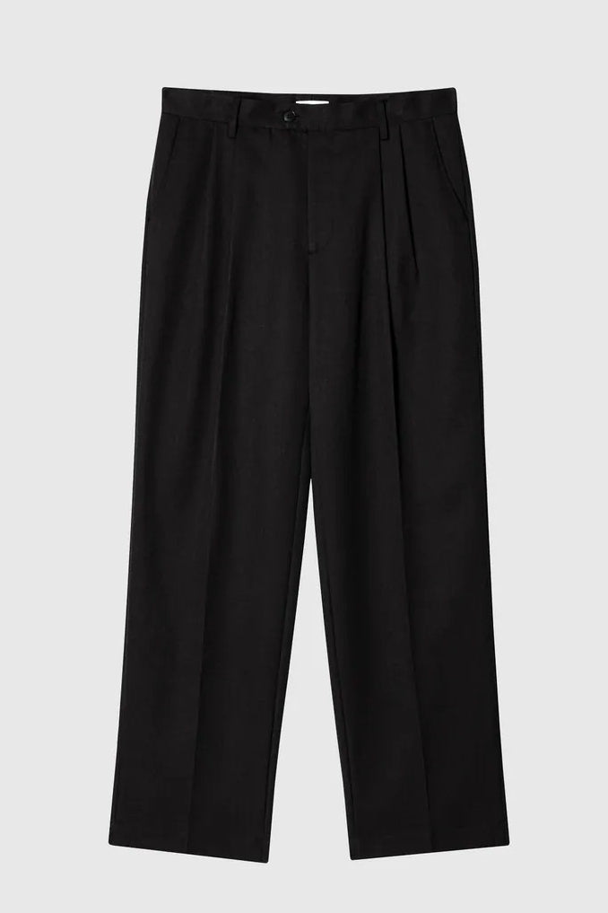 Direct From Brand,FYNE, FYNE Black Pleated Wide Suit Pants, Black, 33W-29L-TagM