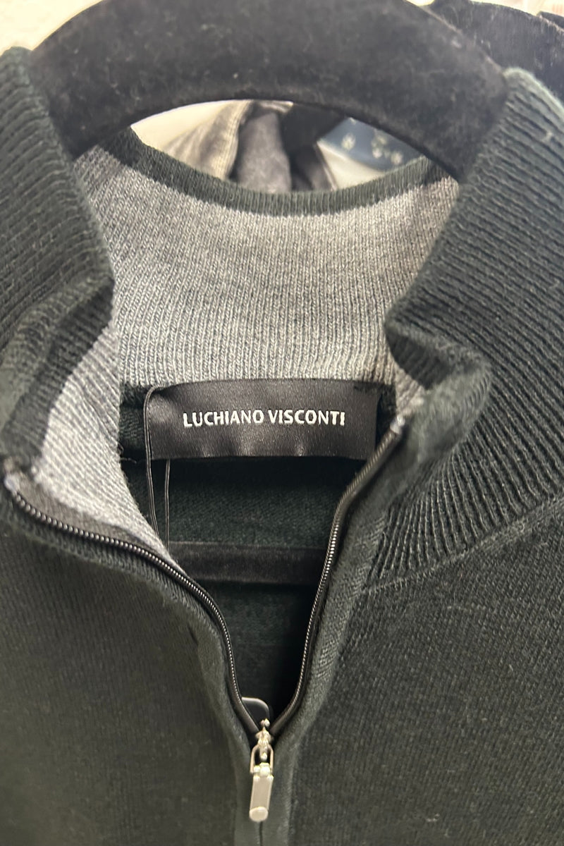 Wholesale,Luchiano Visconti, Luchiano Visconti Black Solid Knit Qtr Zip, Black, Medium-43-TagMLarge-45-TagLExtra Large-47-TagXL