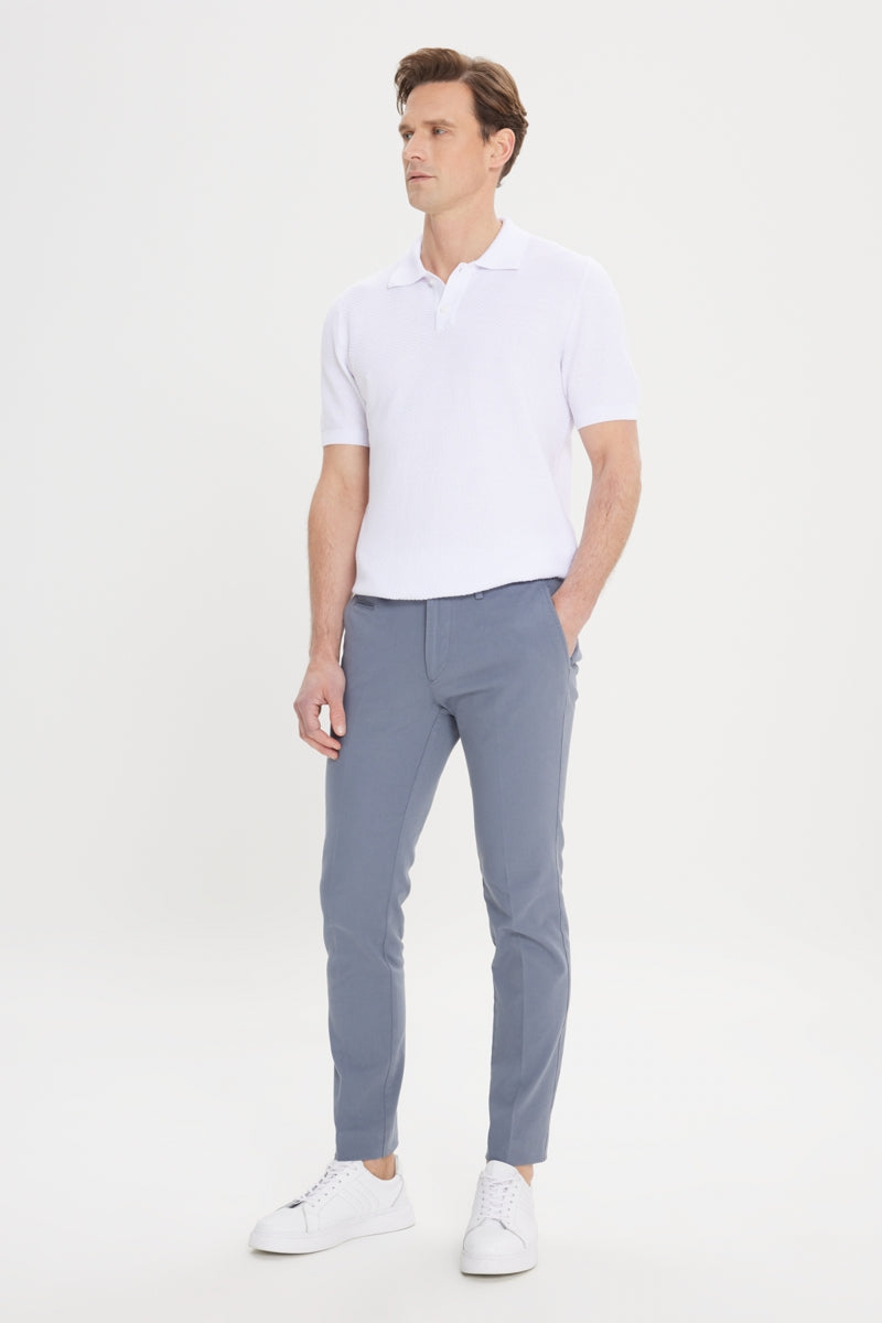Wholesale,Altinyildiz Classics, Altinyildiz Classics Steel Blue Dobby Flex Skinny Fit Pants, Blue, 34W-32L-Tag5038W-33L-Tag5442W-33L-Tag58