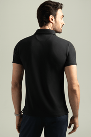 Brand Partner,HyperNatural, HyperNatural Black Premium Bio-performance Dagger Slim Fit Micro-Pique Polo with Hyper-Cool Jade, Black, Large-43-TagL